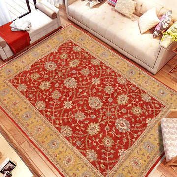 handmade Traditional Kafkaz Chobi Ziegler Orange Gold Hand Knotted RECTANGLE 100% WOOL area rug 9 x 12